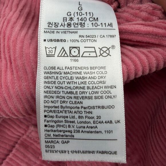 GAP Kids Skirtall Rosetta Pink Corduroy Jumper Dress L 10-11 Pockets Buttons - Picture 7 of 8